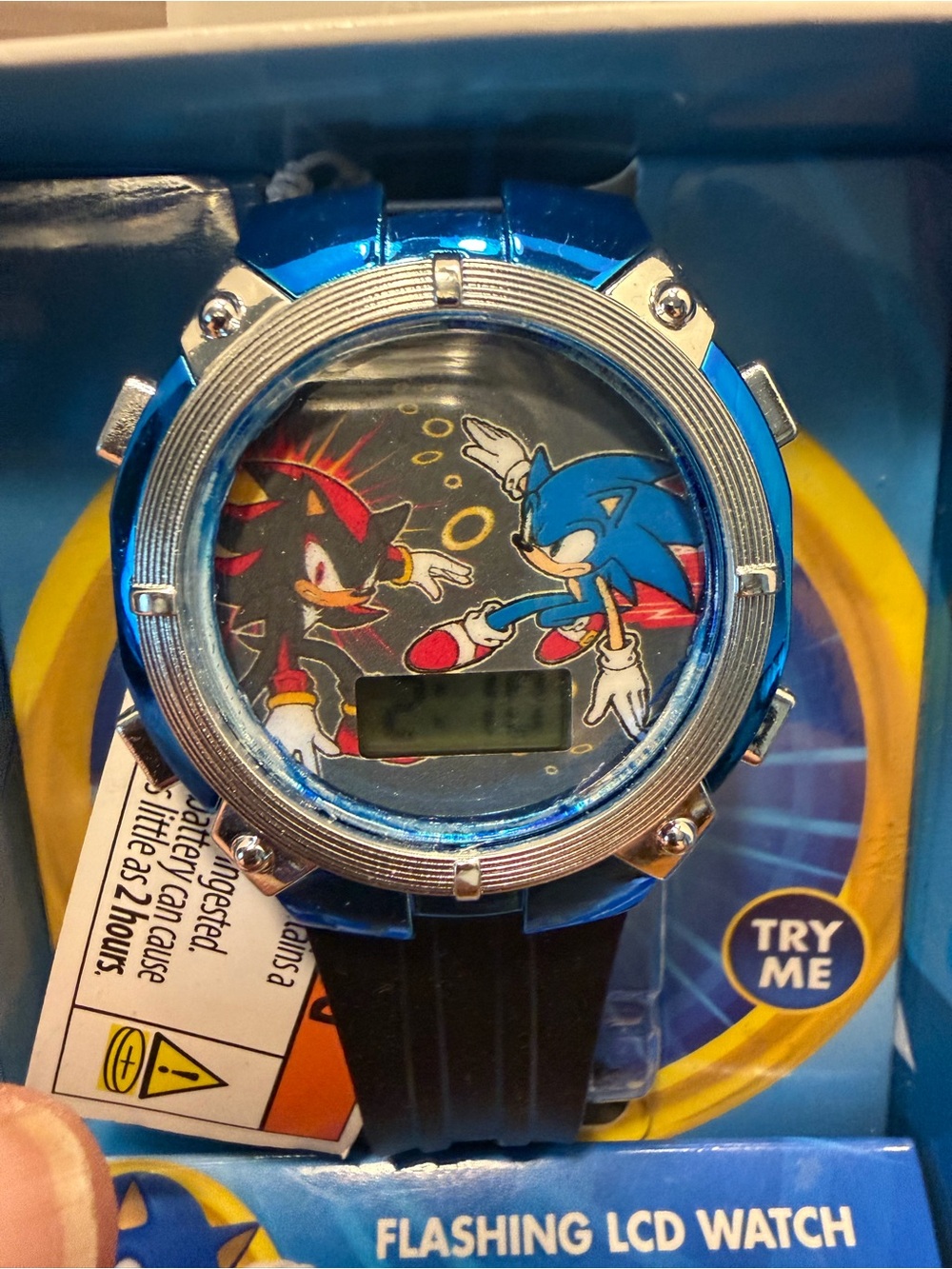 Blue Sonic-Themed Kids Flashing LCD Watch Great gift.